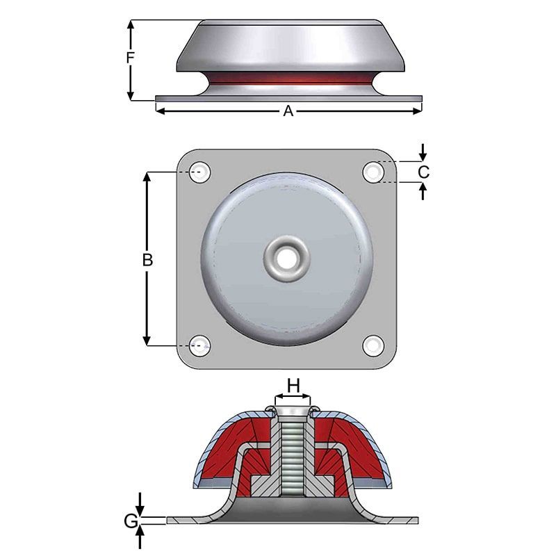 Çanak Kare Titreşim Takozları CTK-003